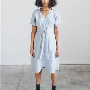 Linenfox Mimosa Wrap Dress XS (Dusty Blue)